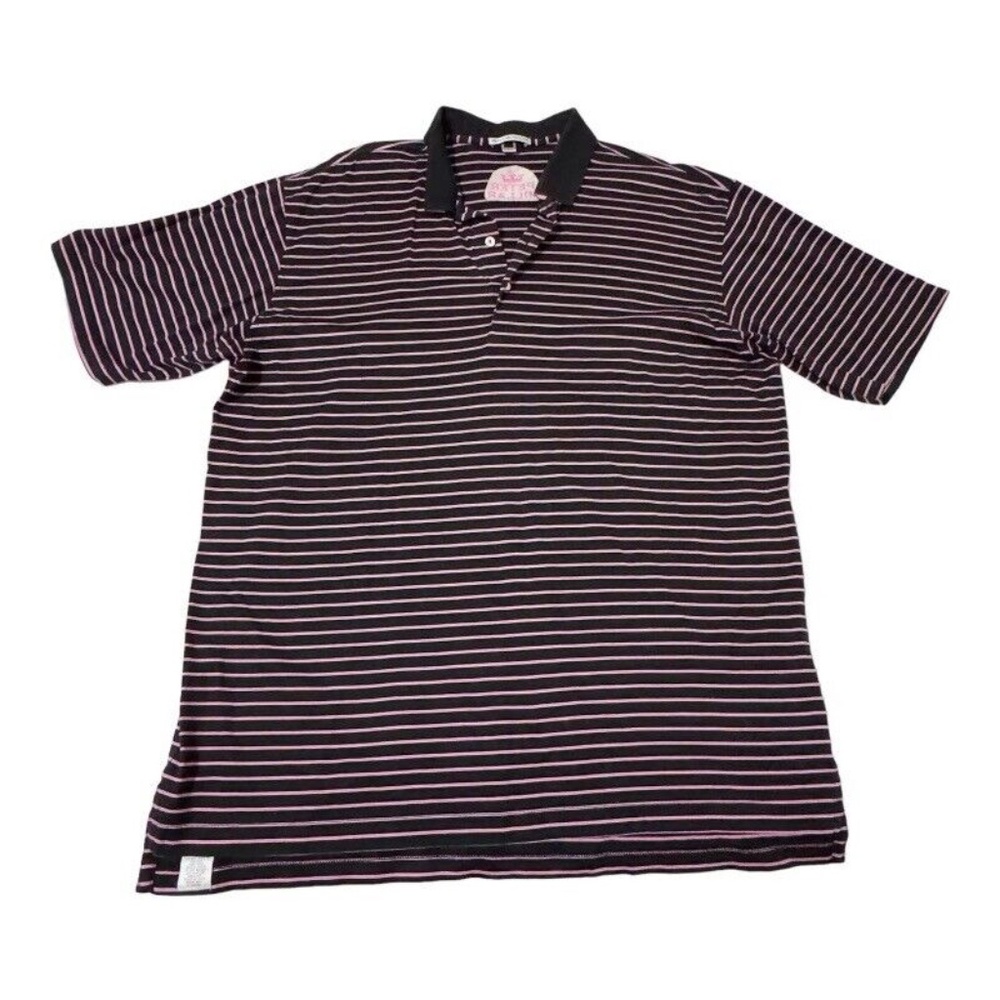 Peter Millar Mens XL Pink Black Striped Casual Golf Polo Shirt